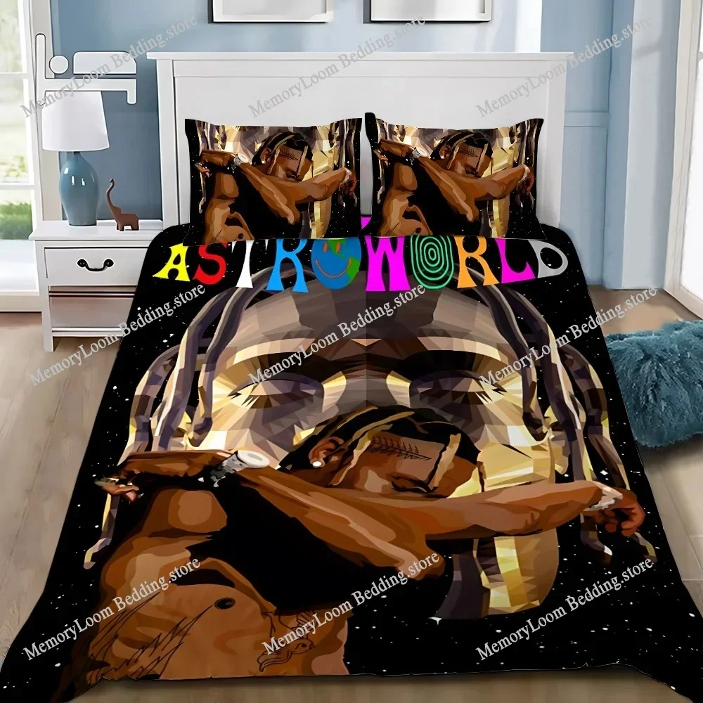 Rapper T-Travis S-Scott Jack Duvet Cover Pillowcase Bedding Set Adult Boy Girl Bedroom Decoration Children Single Double Size