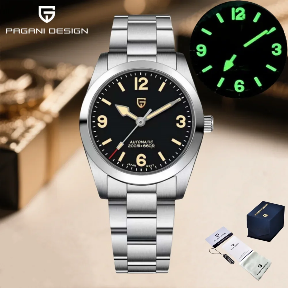 PAGANI DESIGN 2026 New 36MM Men Automatic Mechanical Watches   Sapphire Stainless Steel AR Coating 20Bar Clock Watch