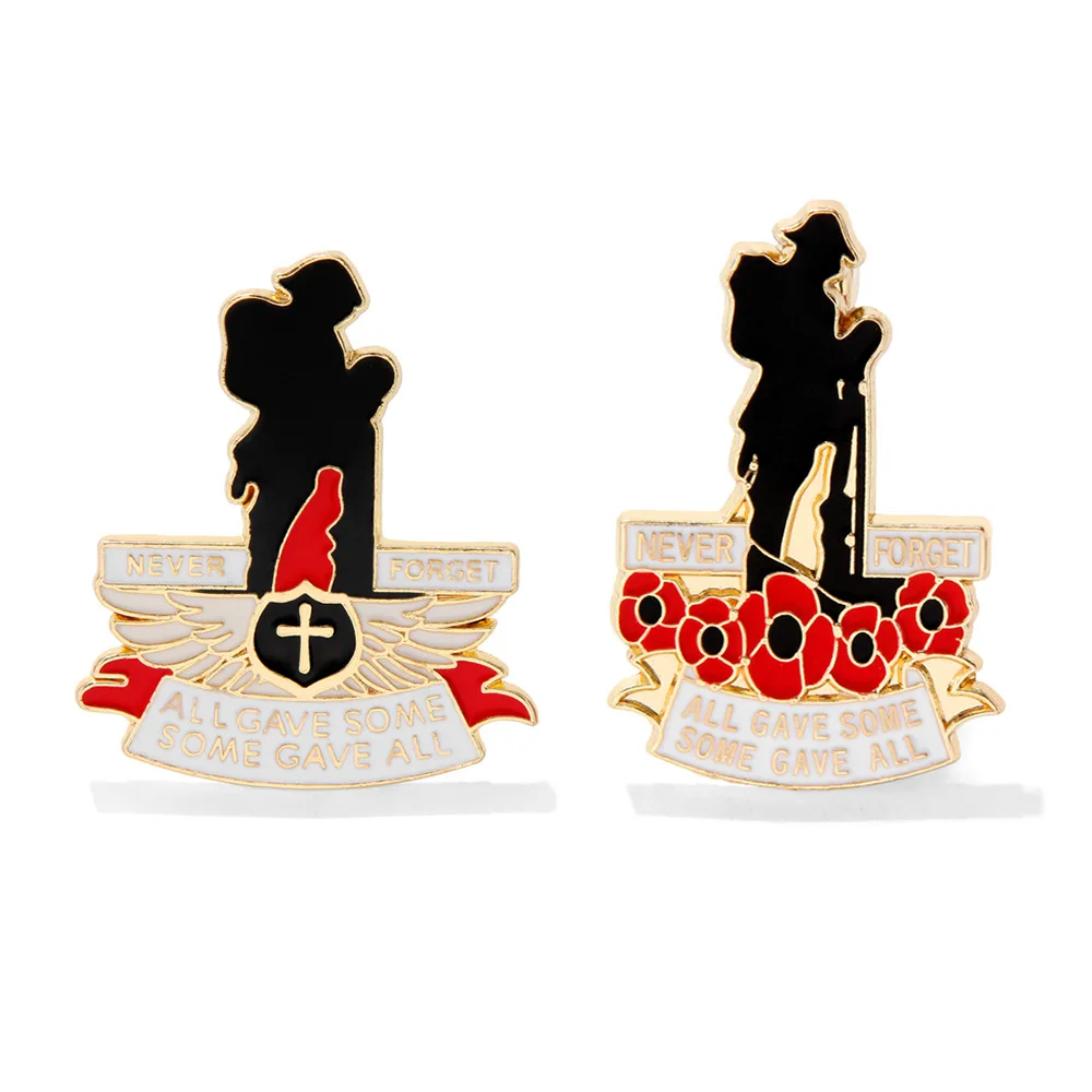 Soldier Poppy Cross Enamel Brooch Personality Exquisite Soldier Series Suit Lapel Pin Badge Jewelry Presents for Friends