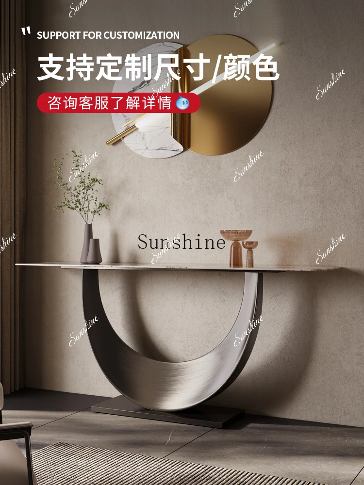 

Light luxury against the wall, black entry aisle side table, modern storage desk FT