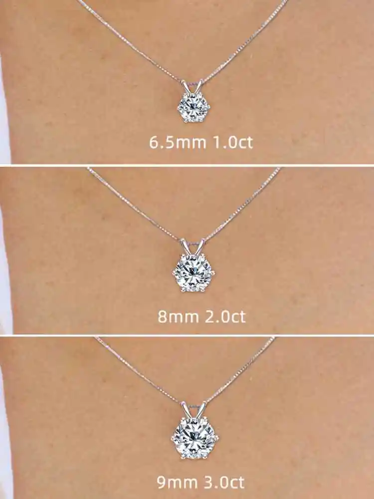 Lnngy Naszyjnik z zawieszką z moissanitem 0,5-5 ct z certyfikatem dla kobiet, oryginalny, prawdziwy srebrny łańcuszek próby 925, kolczyki wiszące solitaire — zdjęcie 2