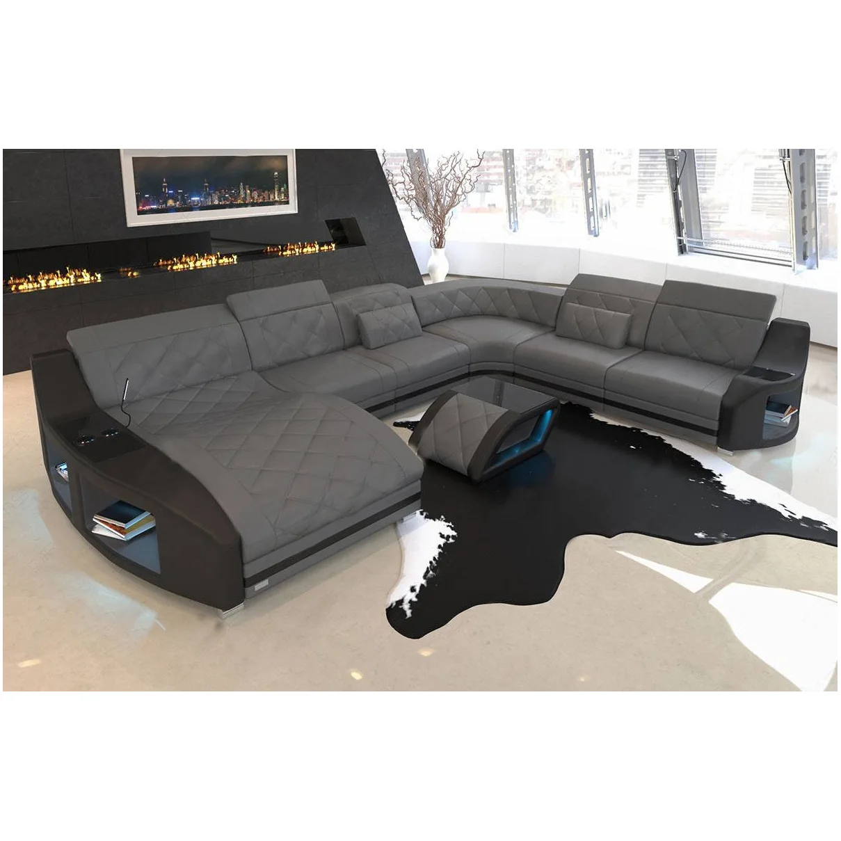 Modern simple sofa light luxury leather multi-color sofa furniture combination