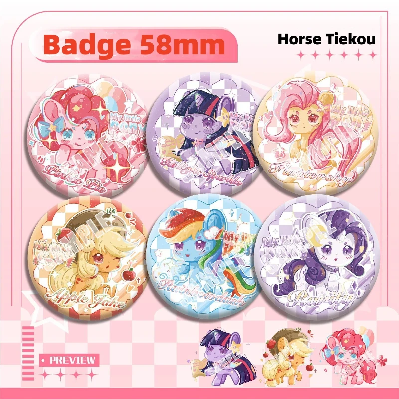 

Little Pony Badge 58mm Laser Glass Frosted Star Fantasy Brooch Barji Metal Bottom Anime Peripheral Doll Bag Accessories