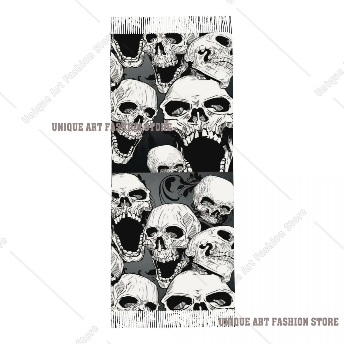 レディースタッセルスカーフデススカルゴシック大型ソフトウォームショールラップハロウィン漫画ギフトパシュミナスカーフ