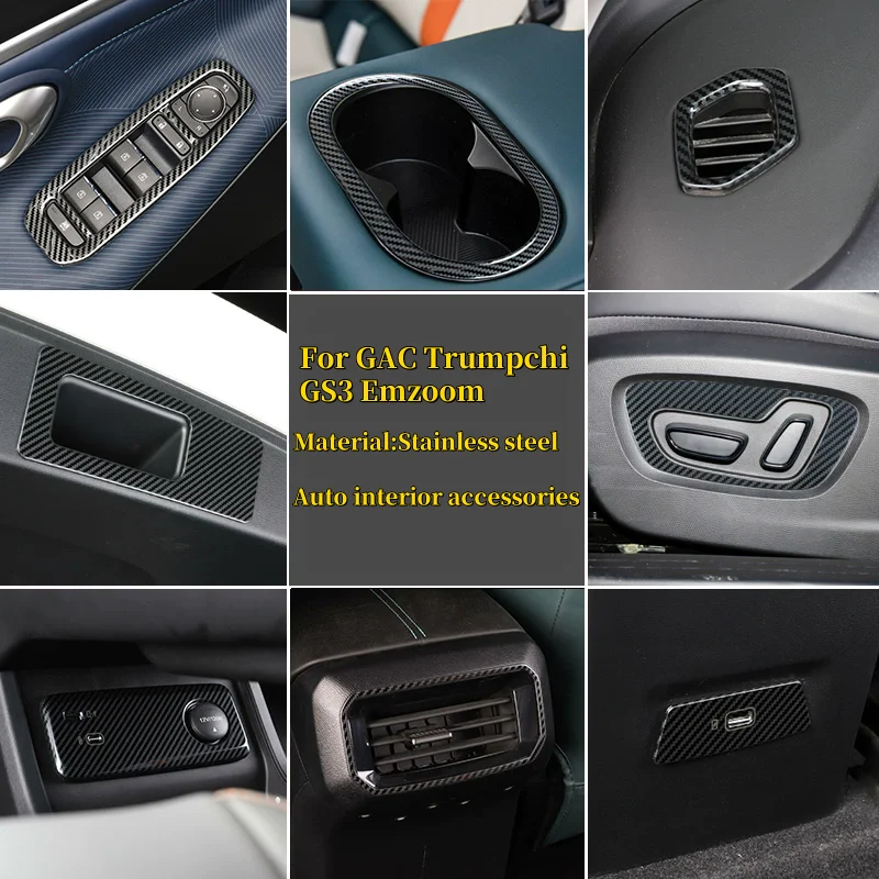 

For Trumpchi GAC GS3 Emzoom 2022-2024 Interior accessories Water Cup Panel Air Conditioning Vents Glass Lift Button Decor Cover