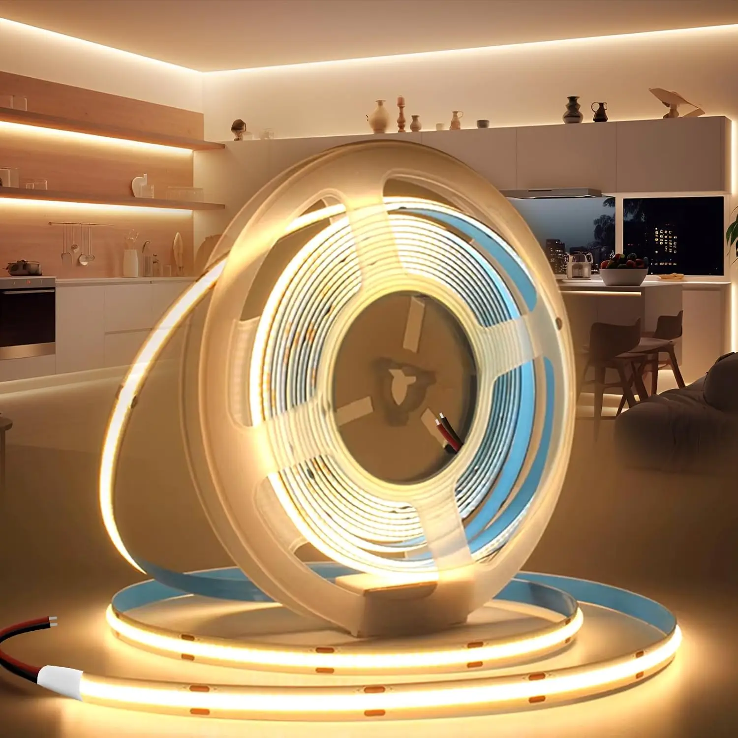 LTG-GEE PCB COB LED Strip Light 12V Free Cut 320LEDs/M High Density Flexible Tape 2PIN Wire Home Decor Warm Natural White