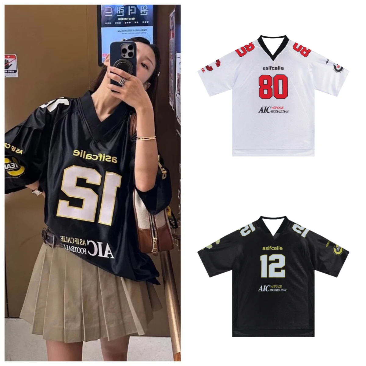 

Asifcalie Retro Hip-Hop Jersey American Street Loose Oversize Women's Sports Basketball Short Sleeved Shirt Women Pajamas