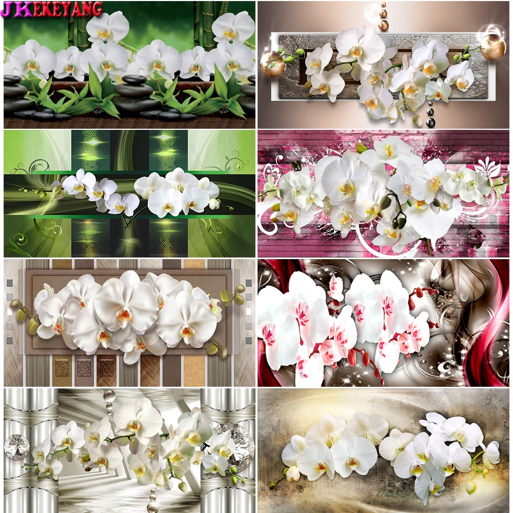 Big Size 5D DIY Diamond Painting Butterfly Orchid Flowers Diamond Embroidery Painting DIY Mosaic Gift Home Decor Y5238