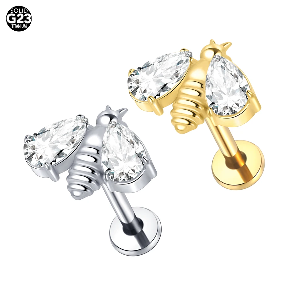 1Pc G23 Titanium Cz Crystal Ear Cartilage Tragus Helix Daith Piercing Internal Thread Lip Stud Labret Piercing Body Jewelry 16G — zdjęcie 6