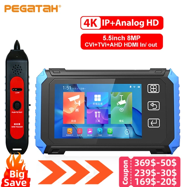 PEGTAH 5.5 Inch Touch Screen 6K IP Camera Tester CCTV Tester 4K AHD CVI TVI  Tester CCTV IPC Testers with HDMI Input POE Output - AliExpress