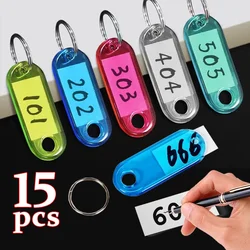 Double-sided Transparent Plastic Waterproof Marking Car Keychain Convenient Practical Key Ring Label Classification Number Plate