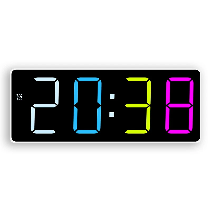 RGB Colorful Led Digitals Alarm Clock with Temperature Date Adjustable Brightness Simple Bedroom Decoration Electronic Clock
