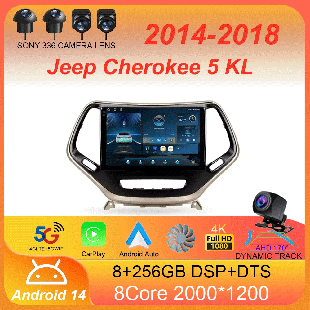 

Car Radio Android 14 For Jeep Cherokee 5 KL 2014 - 2018 Multimedia Video Player Navigation No 2din 2 din DVD