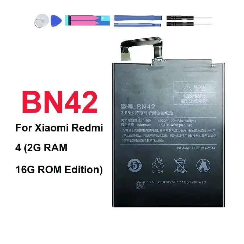For Xiaomi Redmi 4 2G Ram 16G Rom Edition 4100mAh BN42 Mobile Phone Battery Reliable Power