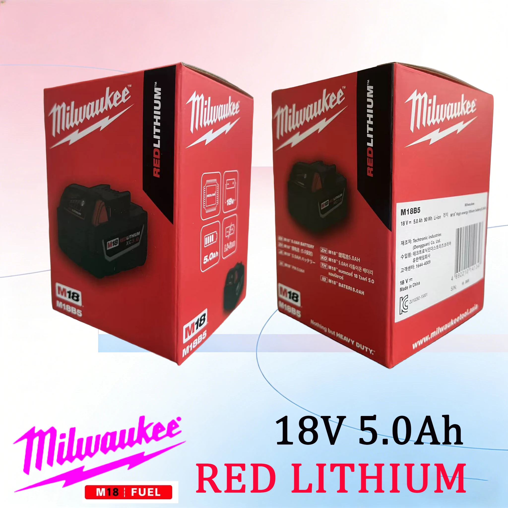 

Milwaukee m18 battery, bateria lifepo4 M18B6,5000mAh lithium battery XC48-11-1860 Original milwaukee rechargeable battery 18v