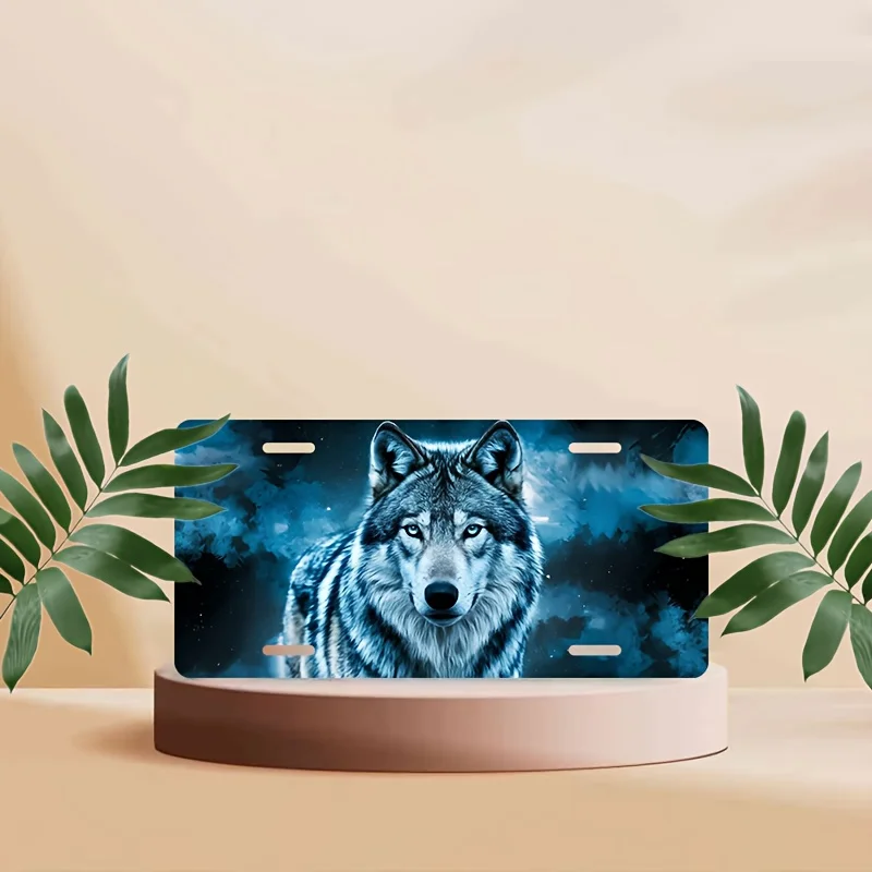 Aluminum License Plate Cover And Frame That Is Waterproof, Featuring a Mystical Night Sky Design with Stars And Clouds.