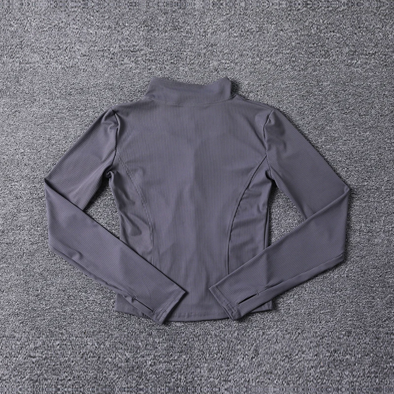 New Fashion Slim Fit Women Yoga Jacket Long Sleeve Gym Breathable Workout Top Quick Dry Sports Coat Full Zip