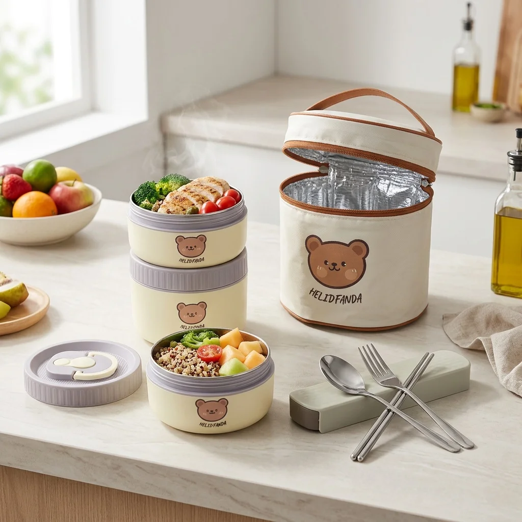 304 Stainless Steel Thermal Bento Box Microwavable Lunch Box Portable Hot Food Warmer Storage Containers for Kids School
