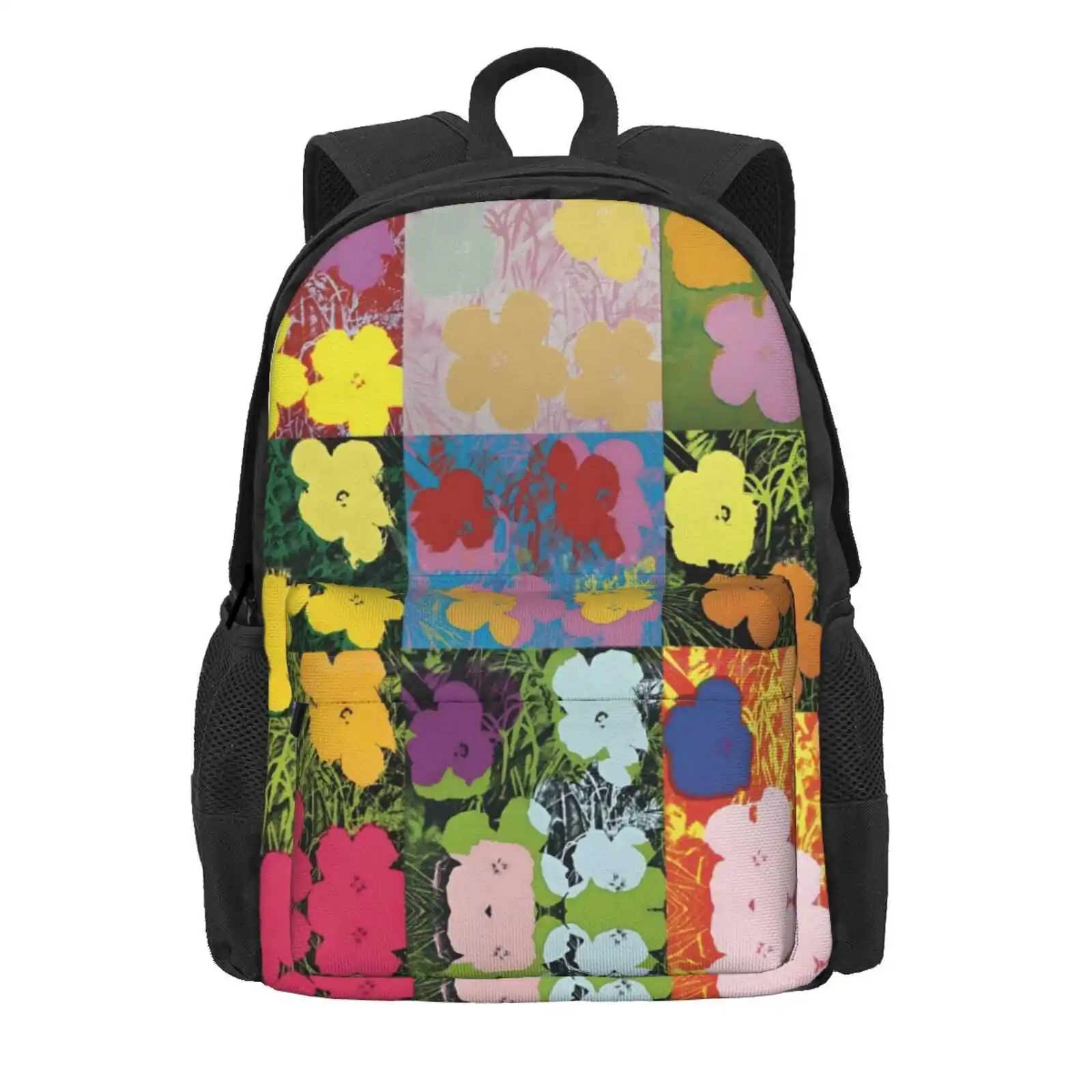 Flowerhol Warhol Prints Flowers 2 Pink, Yellow And Orange Hot Sale Schoolbag Backpack Fashion Bags Usa American Artist Pop Art