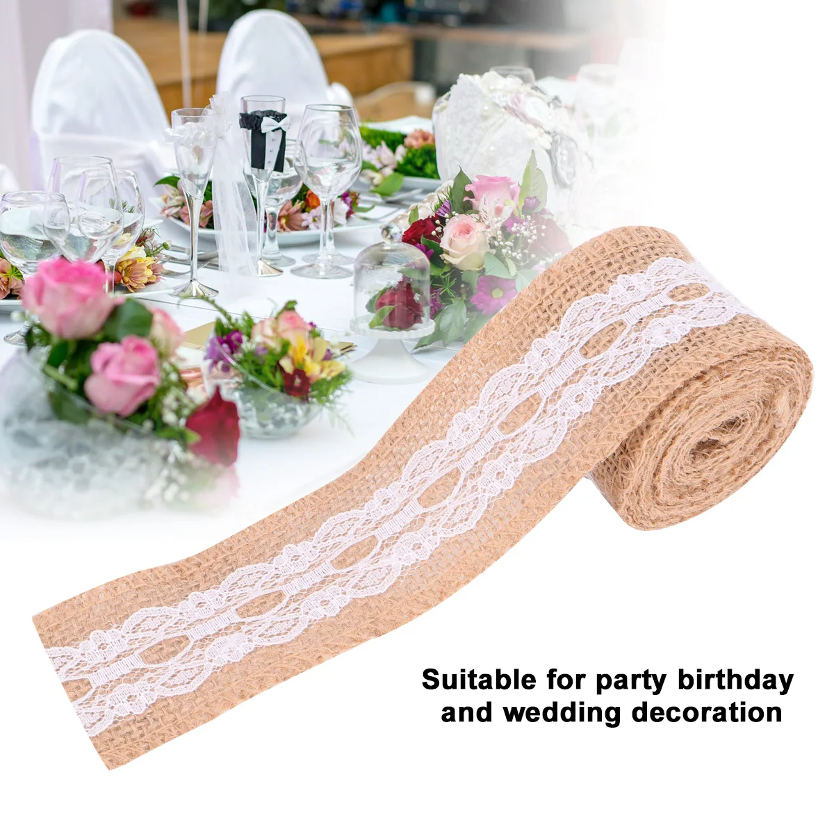 

5 Pack Double Weave Comfortable Linen Lace Ribbons Diy Project Materials For Party Decorations