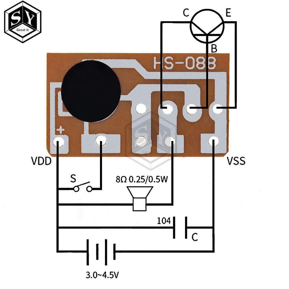 5PCS/10pcs/20pcs  HS-088 Dingdong Tone Doorbell Music Voice Module Board IC Sound Chip For DIY/Toy