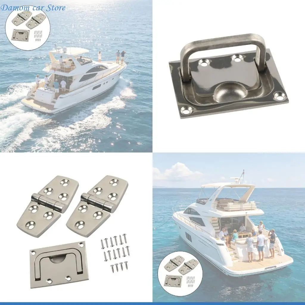 

A2UC Premium Grade 316 Stainless Steel Hinge And Rectangular Handle Set For Marine Use