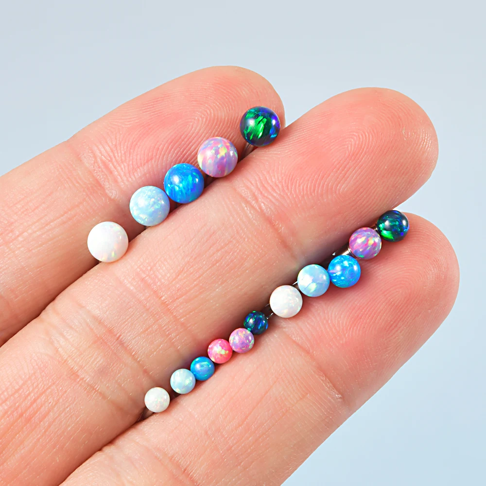 1PC Titanium Internal Threaded Opal  Belly Button Rings Fashion Opal Ball Rook/Eyebrow Piercing Body Jewelry For Women