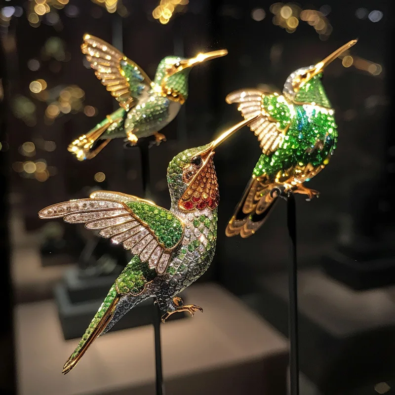 

Zircon animal hummingbird brooch, heavy industry exquisite gift corsage