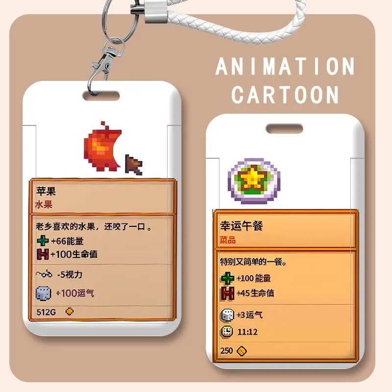 Stardew Valley Lucky Lunch Card Holder Cute Peripheral Slide Cover ID Badge Holder Portable Access Control Card Protective Case