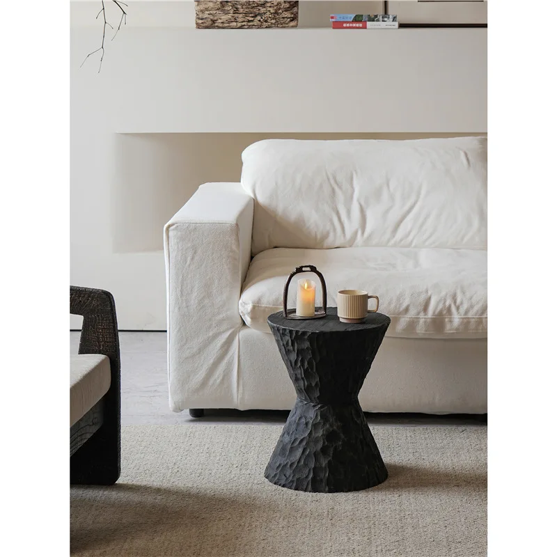 Solid wood hand-hammered funnel side table, living room sofa, corner table, small table