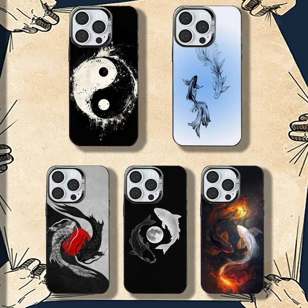 

Koi Carp Fish Yin Yang Phone Case For iPhone 16,15,14,13,12,11,8,7,Pro,Max,Plus,Mini,XS,SE Shockproof Matte Cover