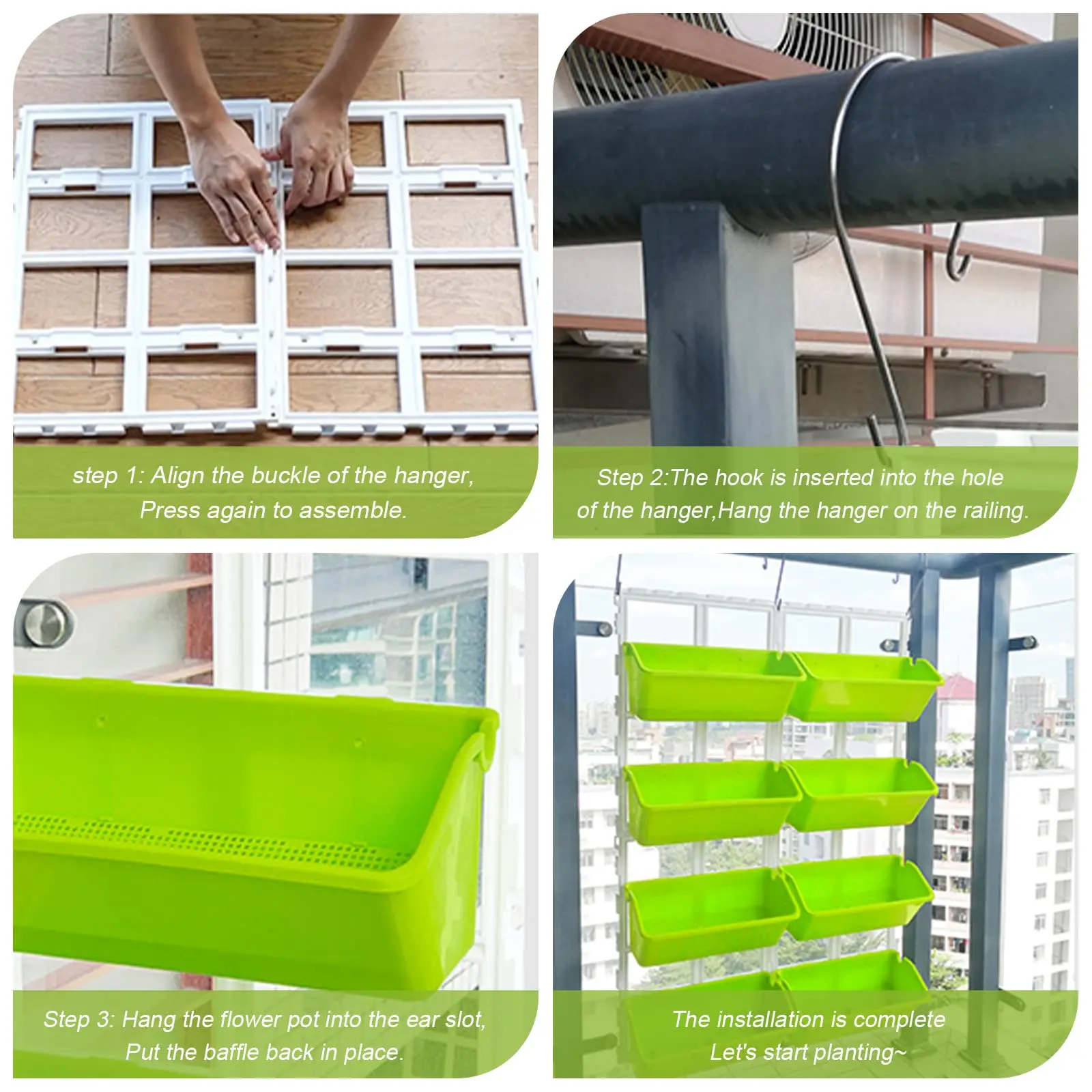 이이비우스 벽걸이 식물 화분, 수직 벽걸이 화분, 8개 화분 및 묘목 화분