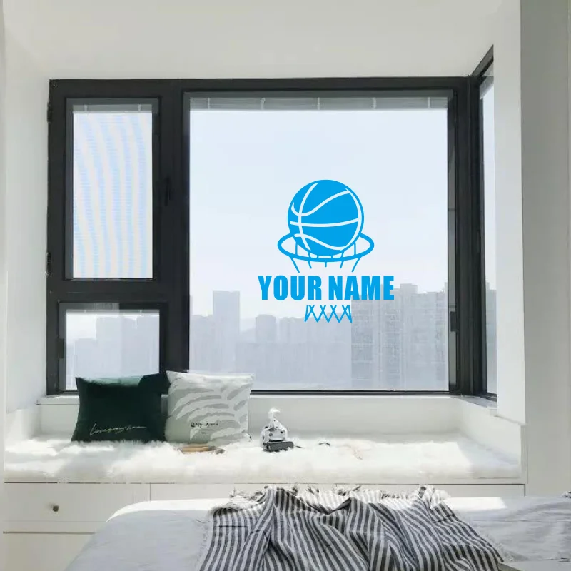 Custom Name Basketball Net Sport Wall Decal Playroom Kids Roon Personalized Name Basket Ball Player  Sticker Bedroom Vinyl #589