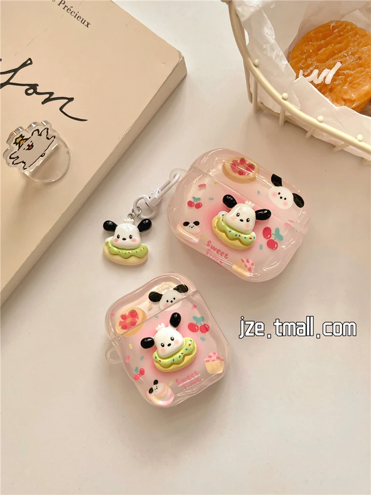 

Sanrio Pochacco Kuromi Matte TPU Earphones Case For Apple AirPods 1/2 3 Pro 2 Cover Protective Headphone Box Bag With Pendant