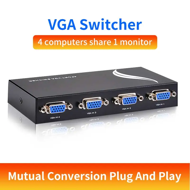 4X1 VGA Switch Splitter VGA Cable Adapter 2K HD Video Display 4 in 1 Out VGA Port Hub For Laptop Projector PS4 TV Monitor Switch