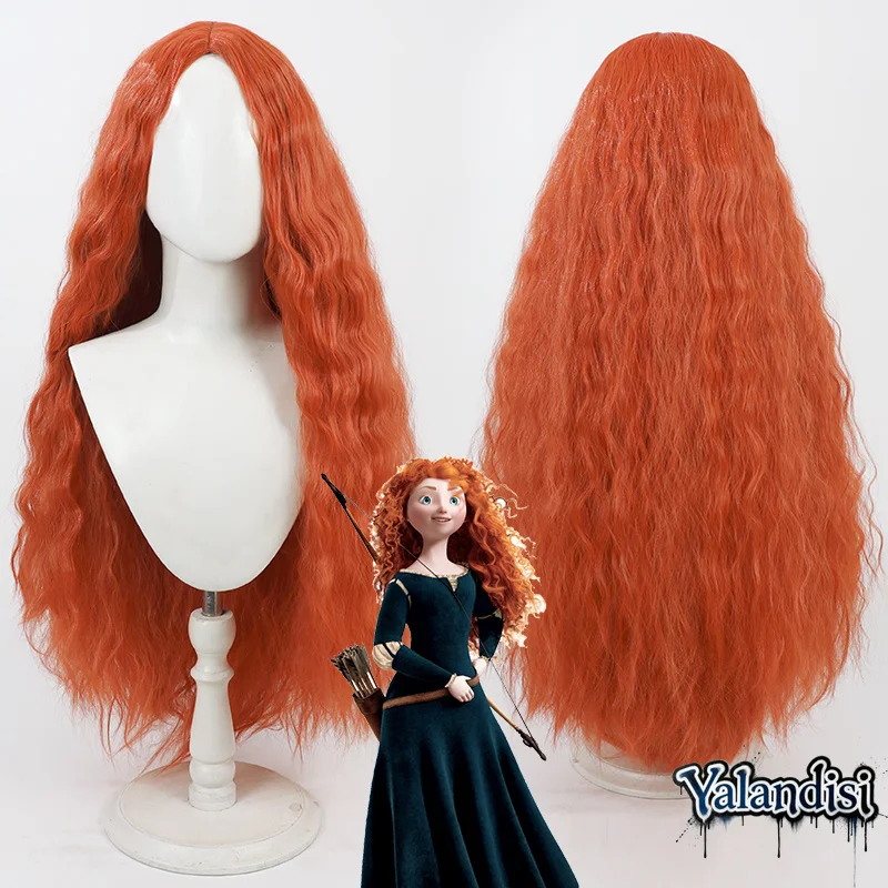 Yalandisi& Anime Brave Princess Merida Cos Cosplay Wig Halloween Carnival Party Props Synthetic Hair Heat Resistant Fiber