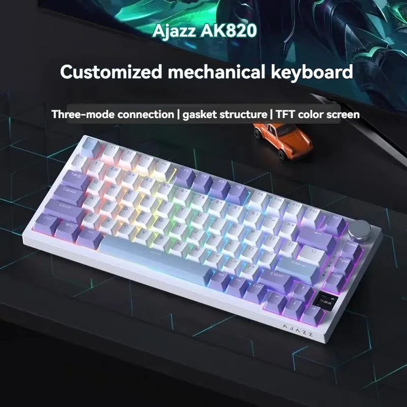 AK820pro Mechanical Keyboard Wireless Bluetooth Tri-mode Custom 75 Layout Gasket Hot Swap RGB Ergonomics Esports Game Keyboard