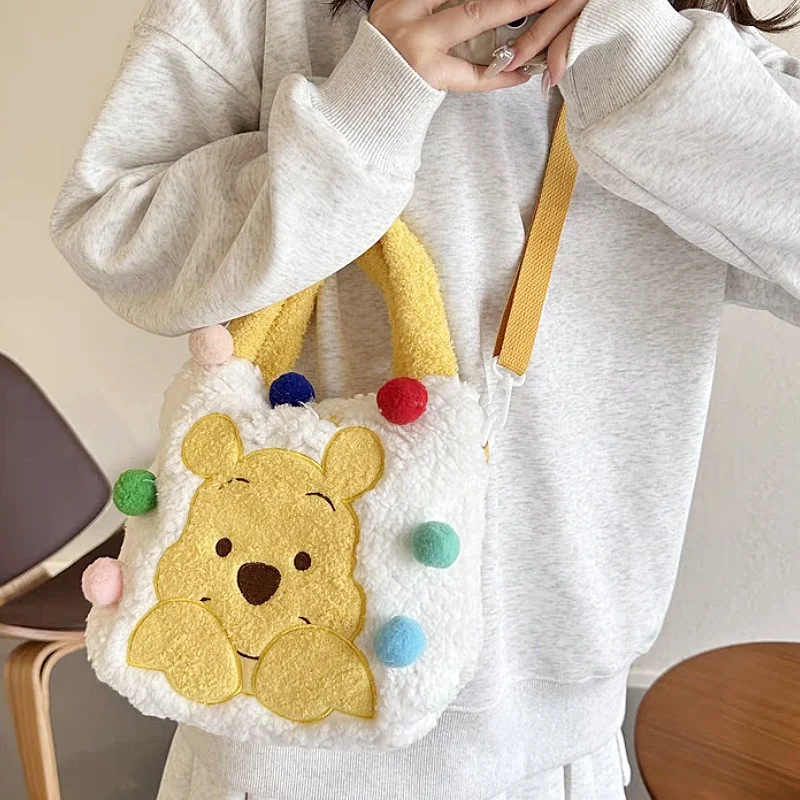 Disney Cute Cartoon Winnie The Pooh Crossbody Bag Honey Jar Pendant Doll Portable Hand Carrying Crossbody Dual-use Bag Gift