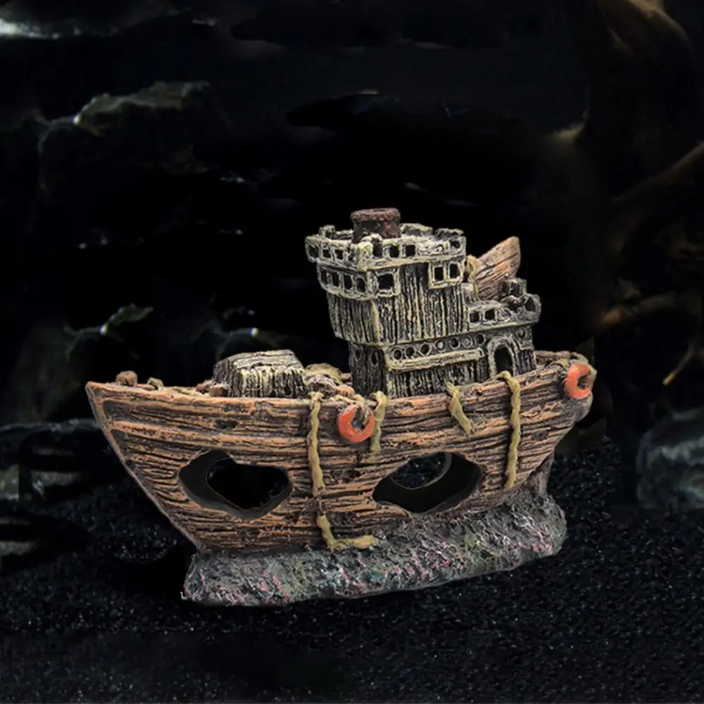 Fish Tank Ornaments Pirate Ships Landscape Resin Ship Aquarium Decorations FishTank Accessories