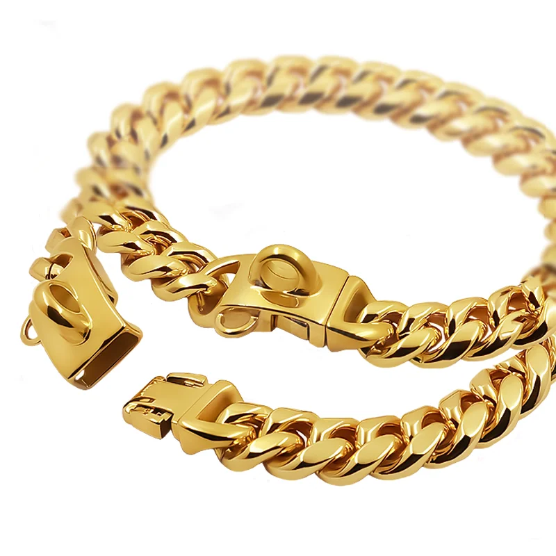 Collar para perro de acero inoxidable cadena cuban oro_voghion.com