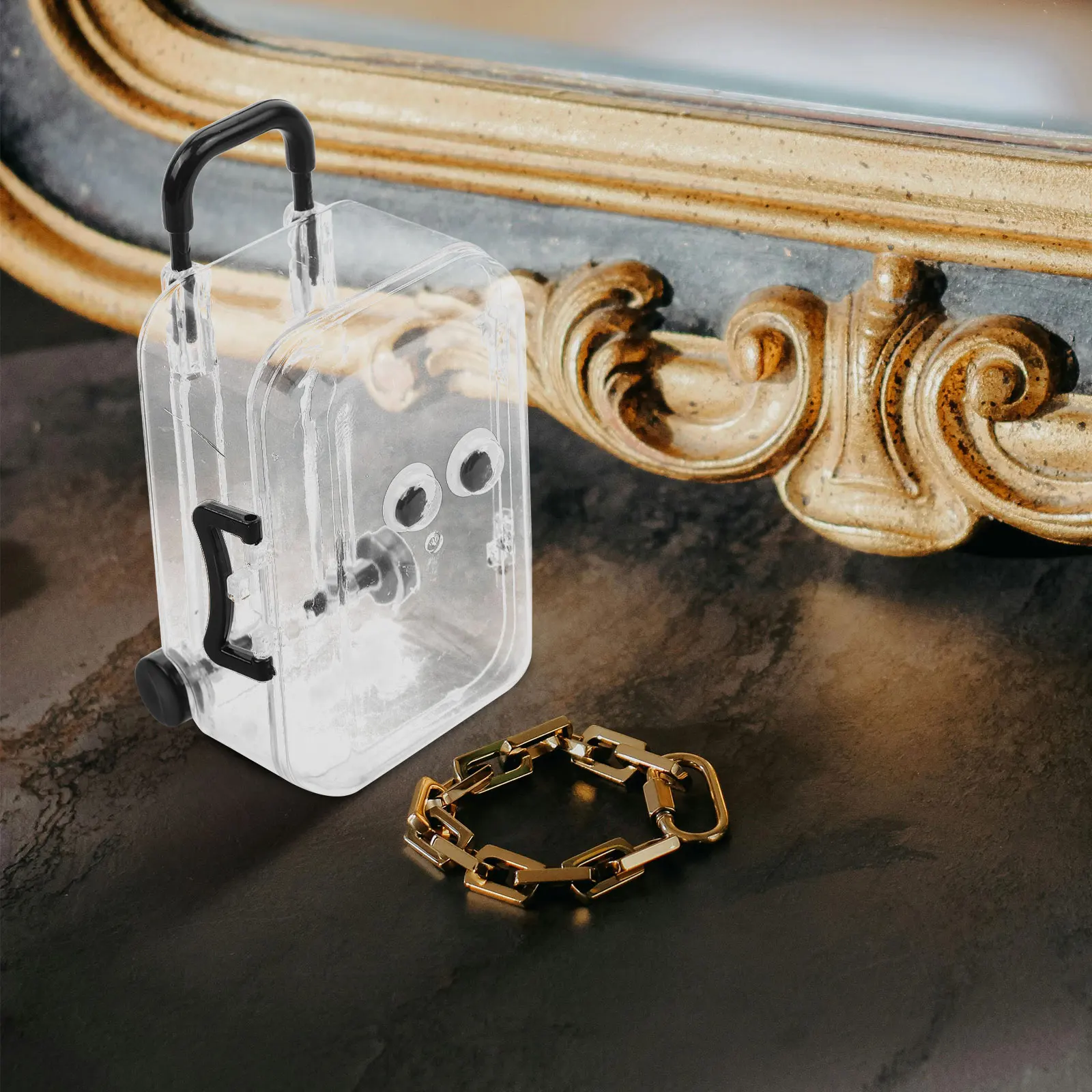 

6 Pcs Mini Suitcase Storage Box Plastic Jewelry Organizer Trolley Case Container Vintage Transparent Travel Accessories
