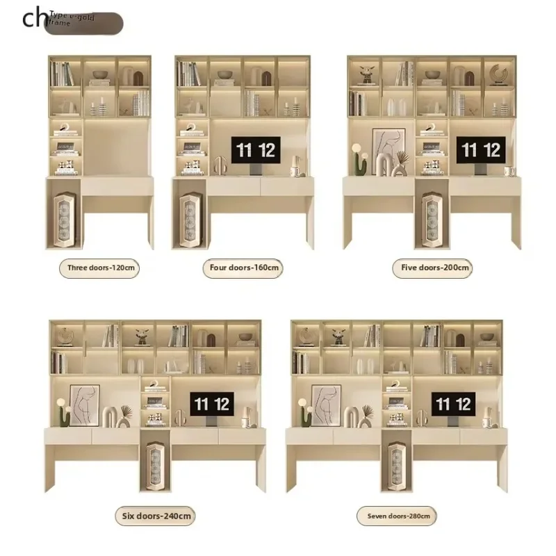 DSAdouble desk with bookshelf integrated table combination light luxury modern desktop computer table