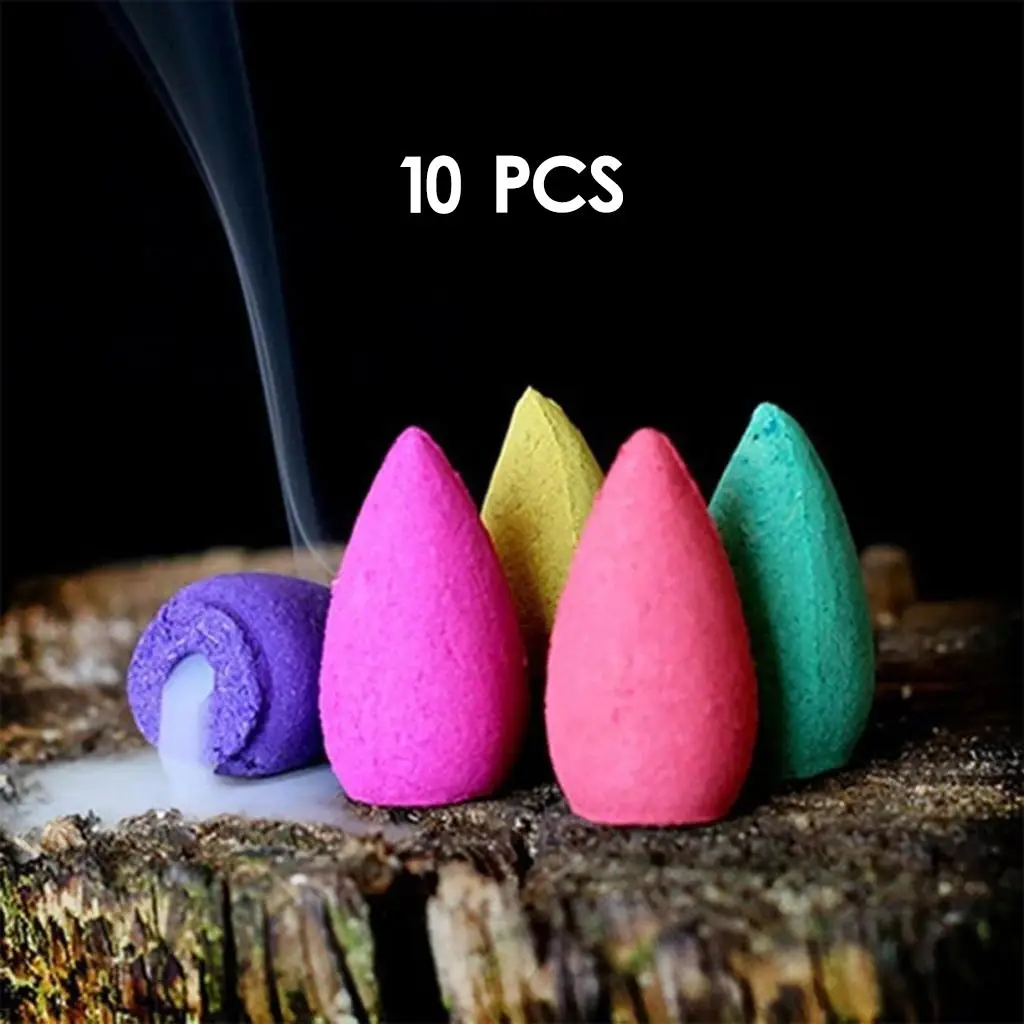 10PCS Backflow Cones Natural Scents Waterfall for Backflow Burner Holder