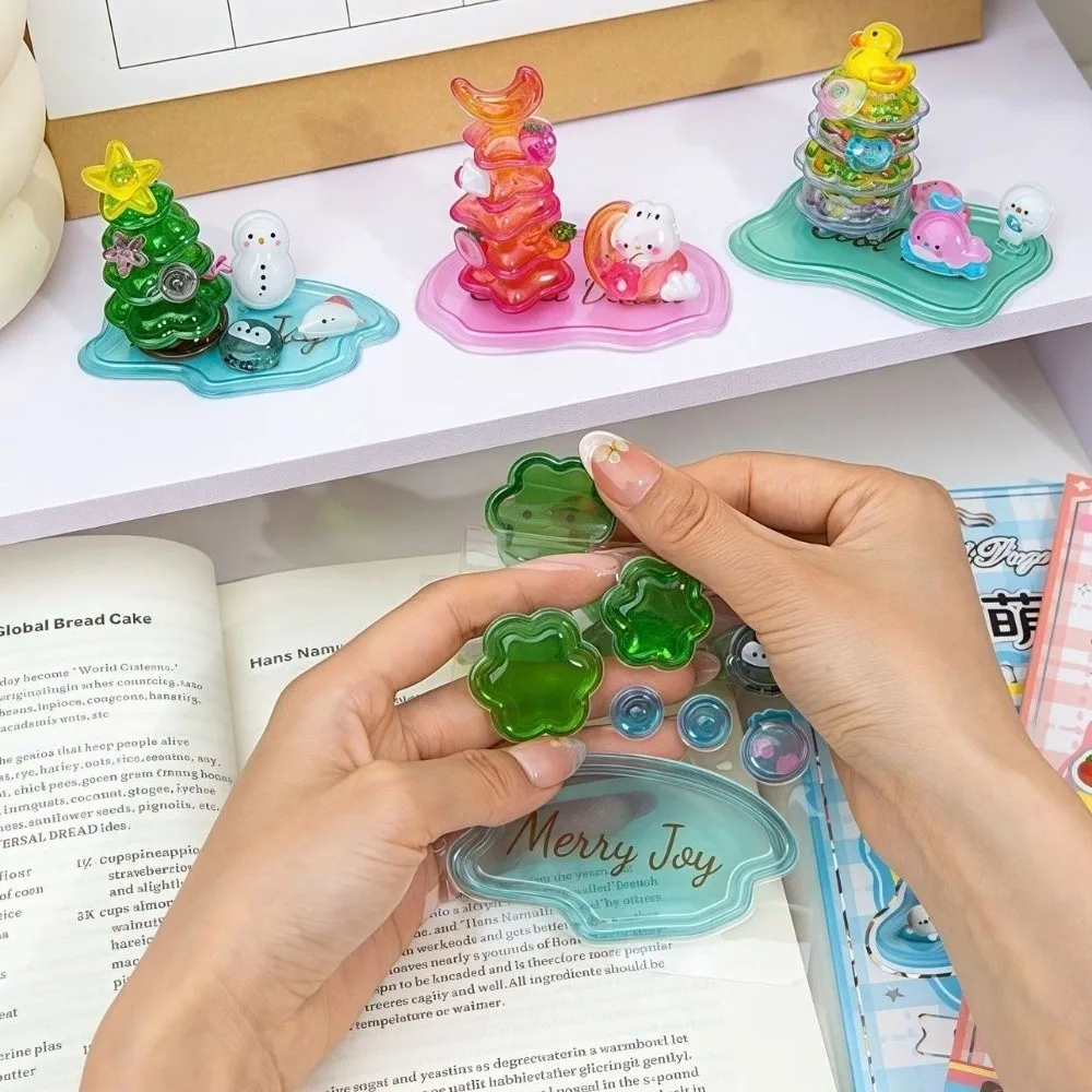 Funny 3D Crystal Stackable Stickers Multifunctional Reusable DIY Decals Cute Self-Adhesive Cartoon Embossed Decals Children