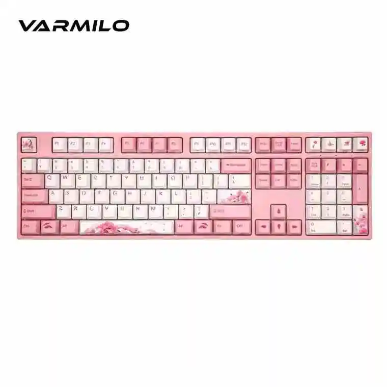 Amilo VA Series V2 Sakura Mechanical Keyboard Static Capacity Axis Sakura Pink Game Office 108 Key White Light