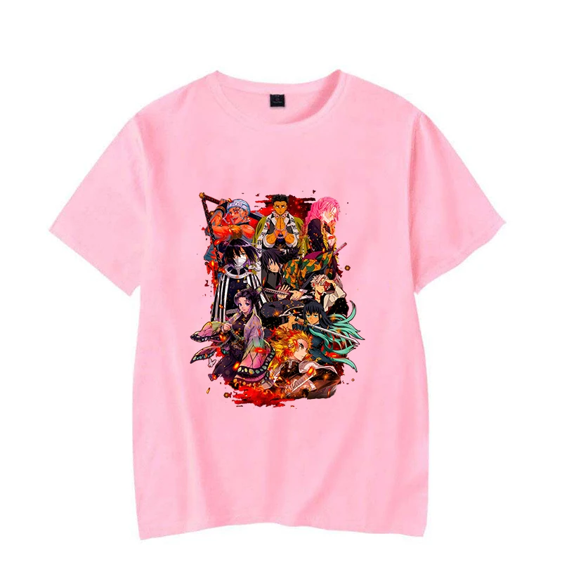 Hot Anime Rengoku Kyoujurou Kochou Shinobu Print T-shirt Women Men Summer Casual Short Sleeve Shirt Fashion Loose Tops