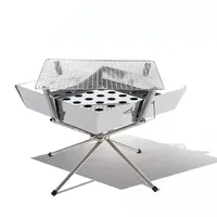 Outdoor Portable Folding Stainless Steel Grill - Picnic & Camping Wood Stove, Barbecue Fire Burner for Outdoor Cooking