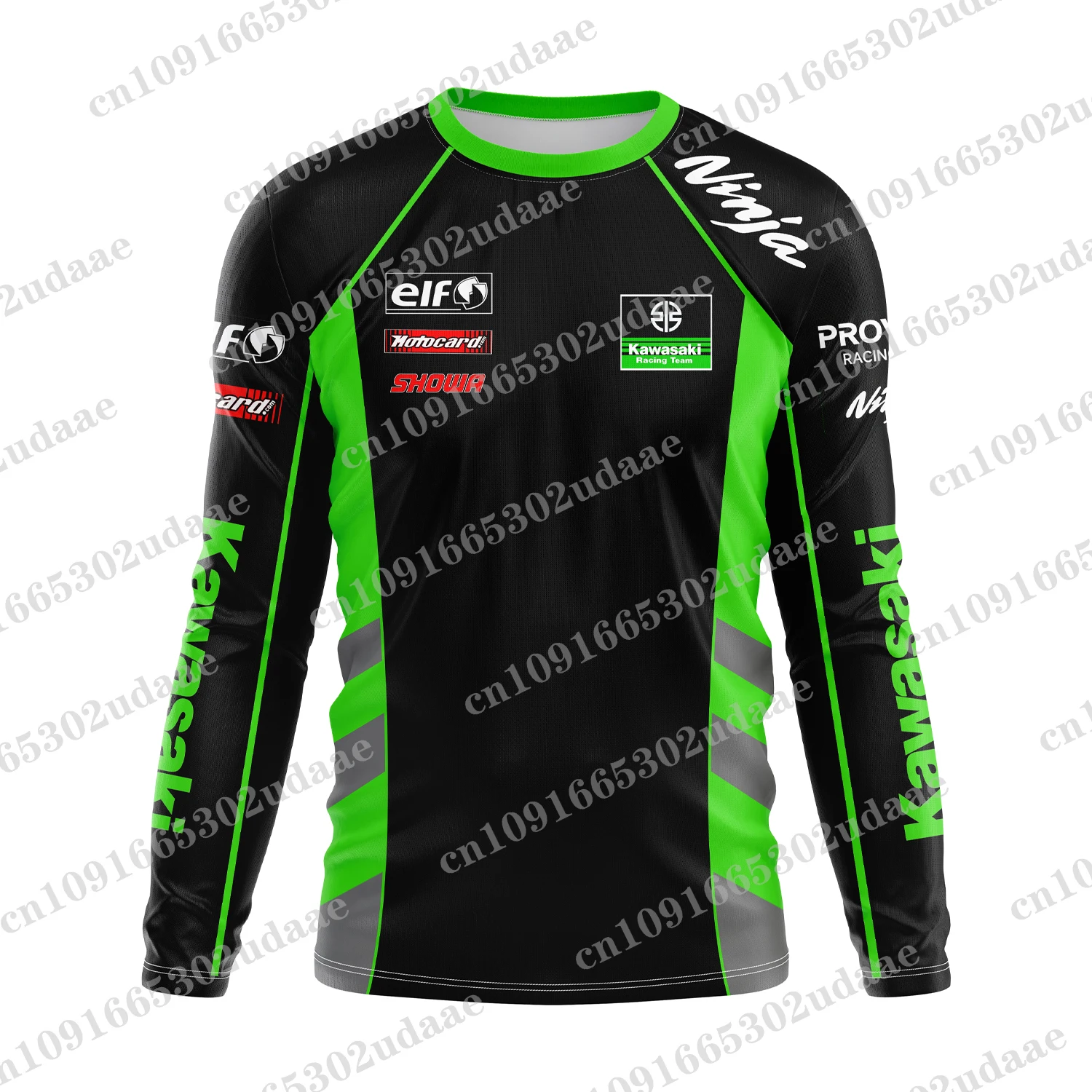 Camiseta de manga comprida respirável e seca, adequado para trabalhadores de impressão 3D, Kawasaki Motorcycle Racing Team, Novo, 2024