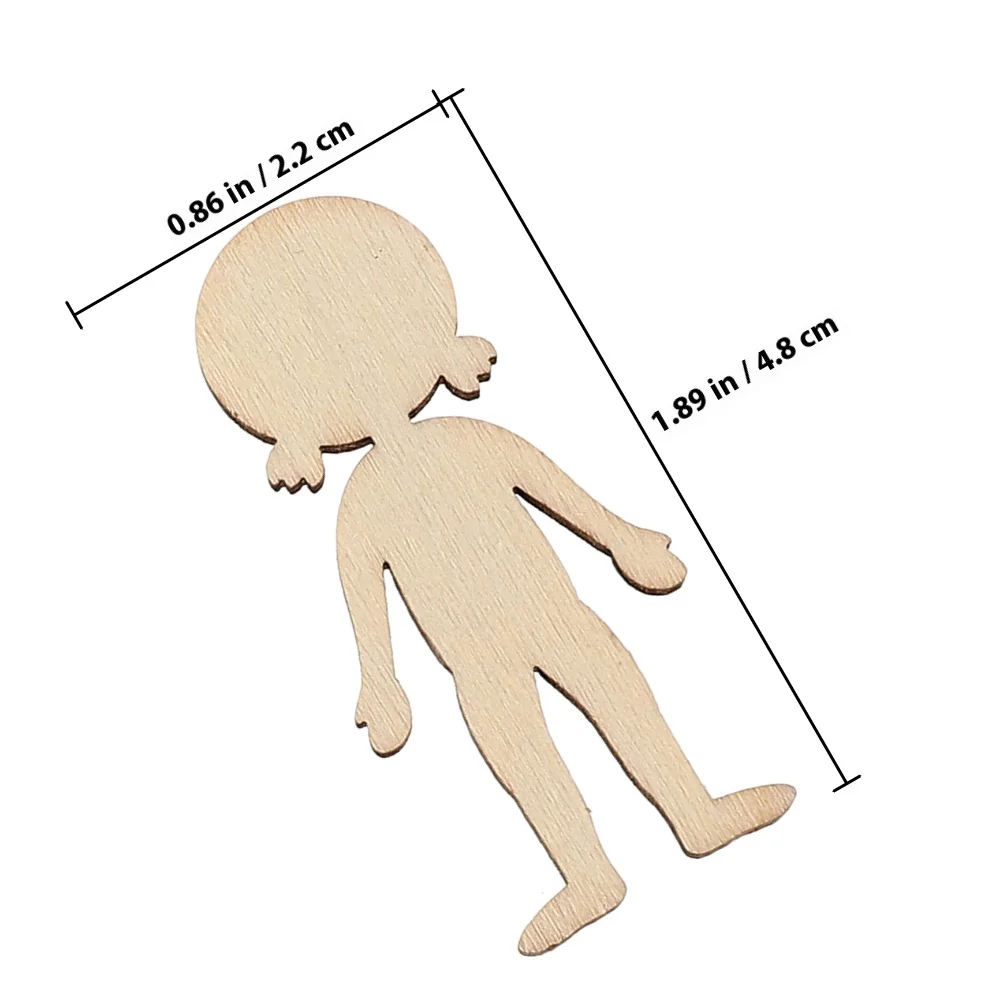 100 個の天然木カットアウト子供向けクラフトプロジェクト用未完成の木製人物の形 DIY 手作り絵画子供の創造的なアート