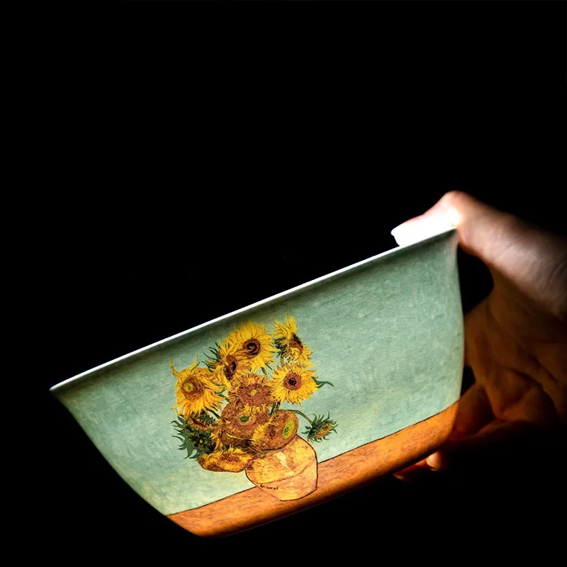 Imagem -06 - Van Gogh Série de Pintura a Óleo Estrelado Noite Osso China Polegadas Tigela de Sopa Macarrão Salada Tigelas